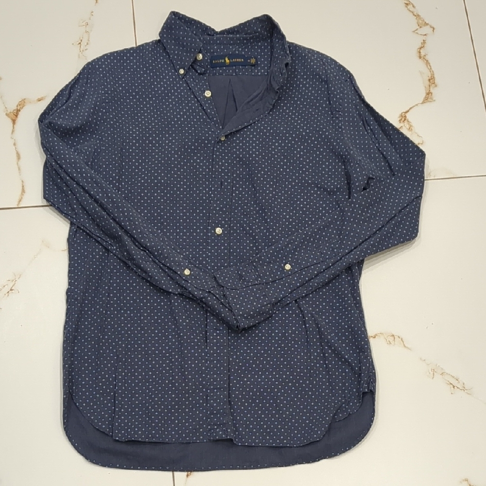 Ralph Lauren Size Medium Dark Blue Chambray Button Down Shirt